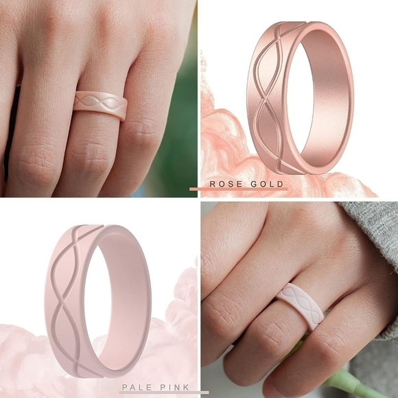 Unisex Silicone Infinity Design Wedding Bands Set of 7 - Picture 2 of 6